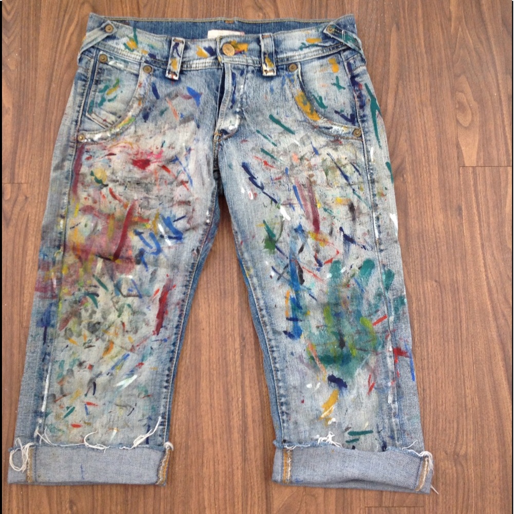 LEVI'S 513 BOY CUT DENIM FESTIVAL CUSTOM PAINTED